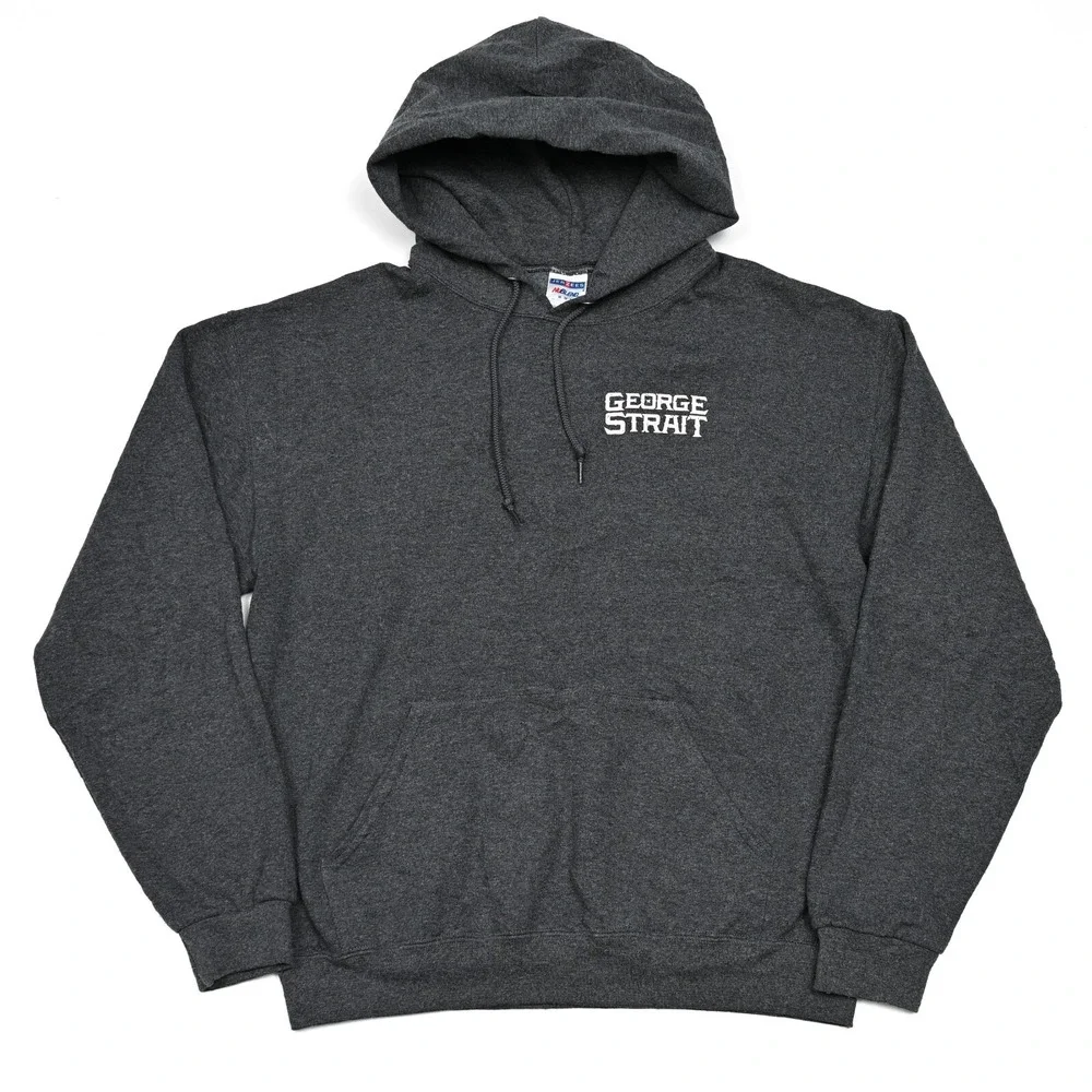 George Strait Vintage Hoodie Adult Medium Gray Hooded Sweatshirt Kangaroo Pocket